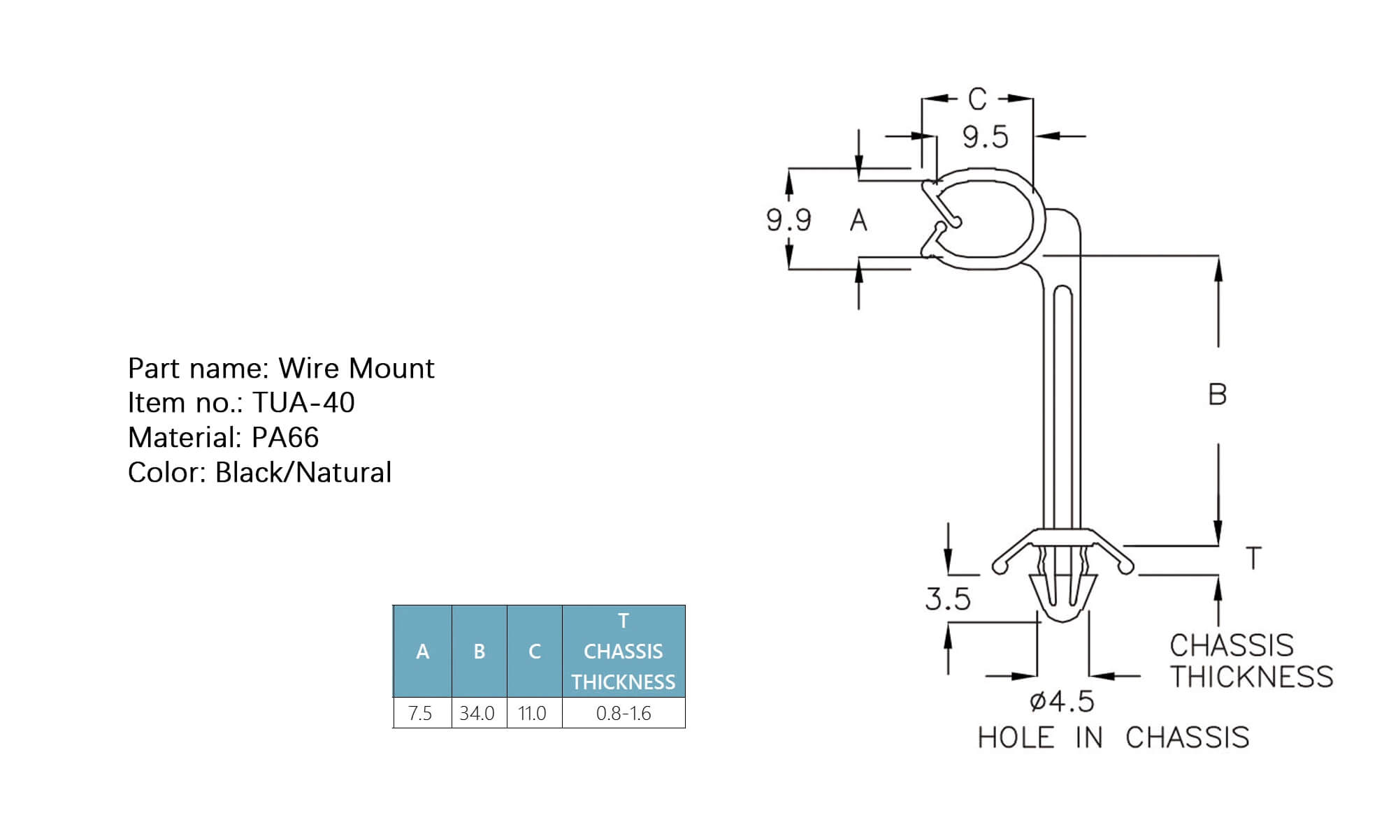 Plastic Wire Mount TUA-40